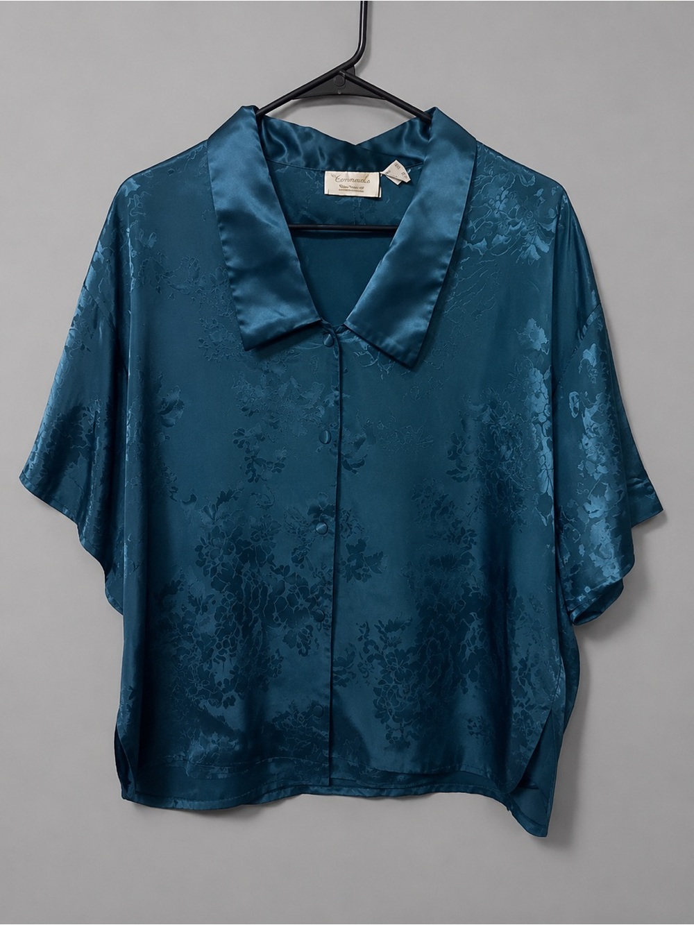 Vintage  Victoria's Secret Gold Label teal satin sleep shirt